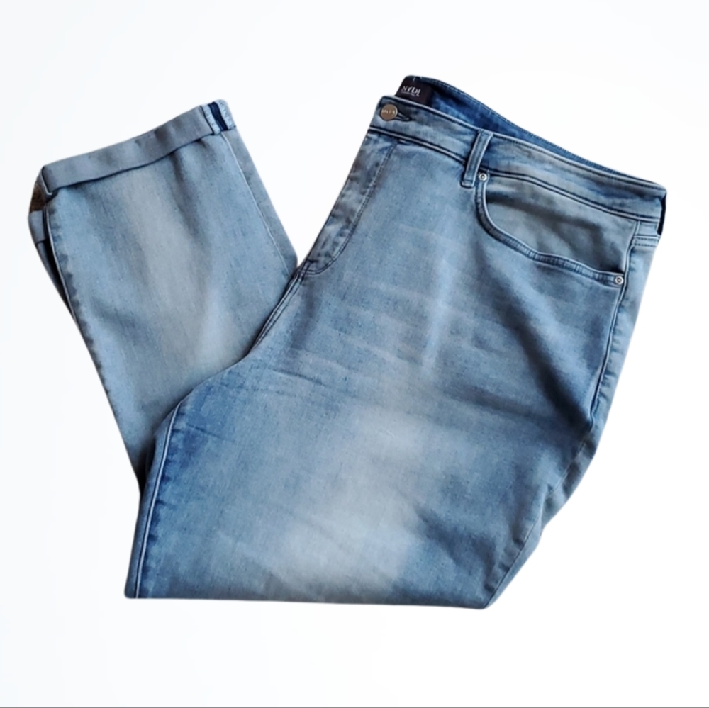 NYDJ Light Blue Washed High Rise Sheri Slim Blue Jeans Size 26W Waist 46 In